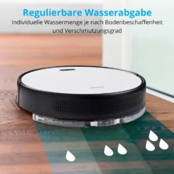 MEDION Saugroboter Mit Wischfunktion Und Intelligenter Navigation S30 SW (2.800 Pa, Alexa App Steuerung, Saugen Wischen Parallel, Regulierbare Wasserabgabe, Tierhaar Allergiker Optimiert) -Besten Staubsauger Geschäft 0642934c8c41be3224e7b965227aee3f