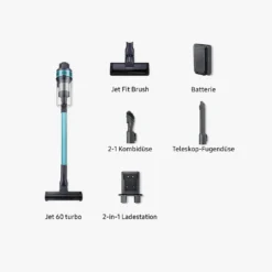 Samsung Jet 60 Turbo VS15A6031R1/EG, Akku-Handstaubsauger, Kabellos & Beutellos, Teal Mint, 410 W, 0.8 Liters, 86 Dezibel -Besten Staubsauger Geschäft 07f36486c272f901a2c639ff4ad8d357