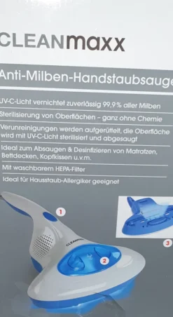 CLEANmaxx Milben-Handstaubsauger Mit UV-C-Licht - Reinigen & Desinfizieren In Einem Schritt Anti Milbensauger Mit UV C Licht 300W HEPA Milben Handstaubsauger Cleanmaxx NEU -Besten Staubsauger Geschäft 08a60b8c7d28df55c1945a0a76100e11