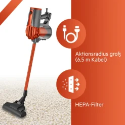 Clatronic Bodenstaubsauger, 2in1 Boden- Und Handstaubsauger, Vacuum Cleaner, Staubsauger Beutellos, Staubsauger Mit HEPA-Filter, Mikrofiltersystem, 600 Watt, Anthrazit/orange, BS 1306 N -Besten Staubsauger Geschäft 0af6a5ac6f0ac69c98873e3538ef9ccf