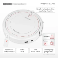 ProfiCare ® Saugroboter Reinigt Selbstständig Alle Räume, Staubsauger Roboter Mit Fernbedienung, Vacuum Cleaner, HEPA-Filter Und 3 Reinigungsprogrammen, Mit Treppenerkennung - PC-BSR 3042 -Besten Staubsauger Geschäft 1080840b719eb30a5ff865e231037a9c