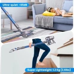 Greenote Akku Staubsauger, 23000PA Staubsauger Kabellos 4 In 1, 200W Mit Doppeltem Digitalmotor LED Elektrobürste Staubsauger, Bis Zu 35 Minuten, Leiser Handstaubsauger, Für Tierhaar Teppich Autos -Besten Staubsauger Geschäft 1a972cd7d16f039a0ef2e6f035596498