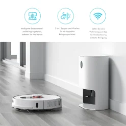 Roidmi EVE Plus Roboter Staubsauger Nass-Trocken-Saugroboter,50 Watt,2700pa Mit Sauberer Basis Und Beutel,Weiß -Besten Staubsauger Geschäft 1f416ba0c4b08709b3a40260c2eafd8f