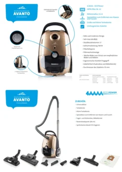 ETA Bodenstaubsauger AVANTO Gold ETA351990000, 700 Watt, Mit Beutel, Geeignet Für Haushalt Mit Haustieren -Besten Staubsauger Geschäft 232f521c6a162fd954097a2f8fb6a429