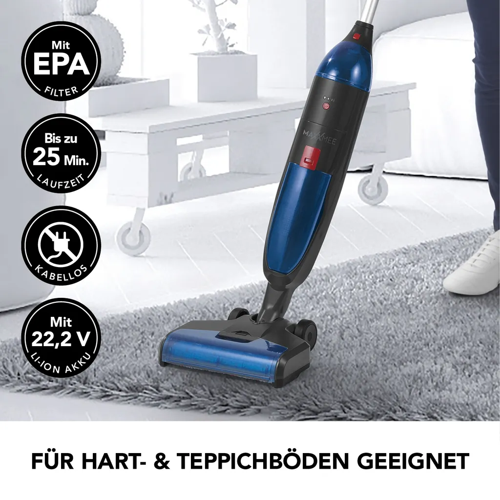 MAXXMEE Multi-Bodenreiniger 3in1 - Schwarz/blau Bodenreiniger 3in1 Hartbodenreiniger Saugen Wischen Teppichreiniger Kabellos 2 MAXXMEE Multi-Bodenreiniger 3in1 - Schwarz/blau Bodenreiniger 3in1 Hartbodenreiniger Saugen Wischen Teppichreiniger Kabellos – Bild 2