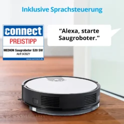 MEDION Saugroboter Mit Wischfunktion Und Zyklon Technologie S20 SW (Alexa App Steuerung, Modell 2021, Extra Flach, Regulierbare Wasserabgabe, Ladestation, Tierhaar Allergiker Optimiert) 21 MEDION Saugroboter Mit Wischfunktion Und Zyklon Technologie S20 SW (Alexa App Steuerung, Modell 2021, Extra Flach, Regulierbare Wasserabgabe, Ladestation, Tierhaar Allergiker Optimiert) -Besten Staubsauger Geschäft 28413e598262052f1068fa27291c4d6a