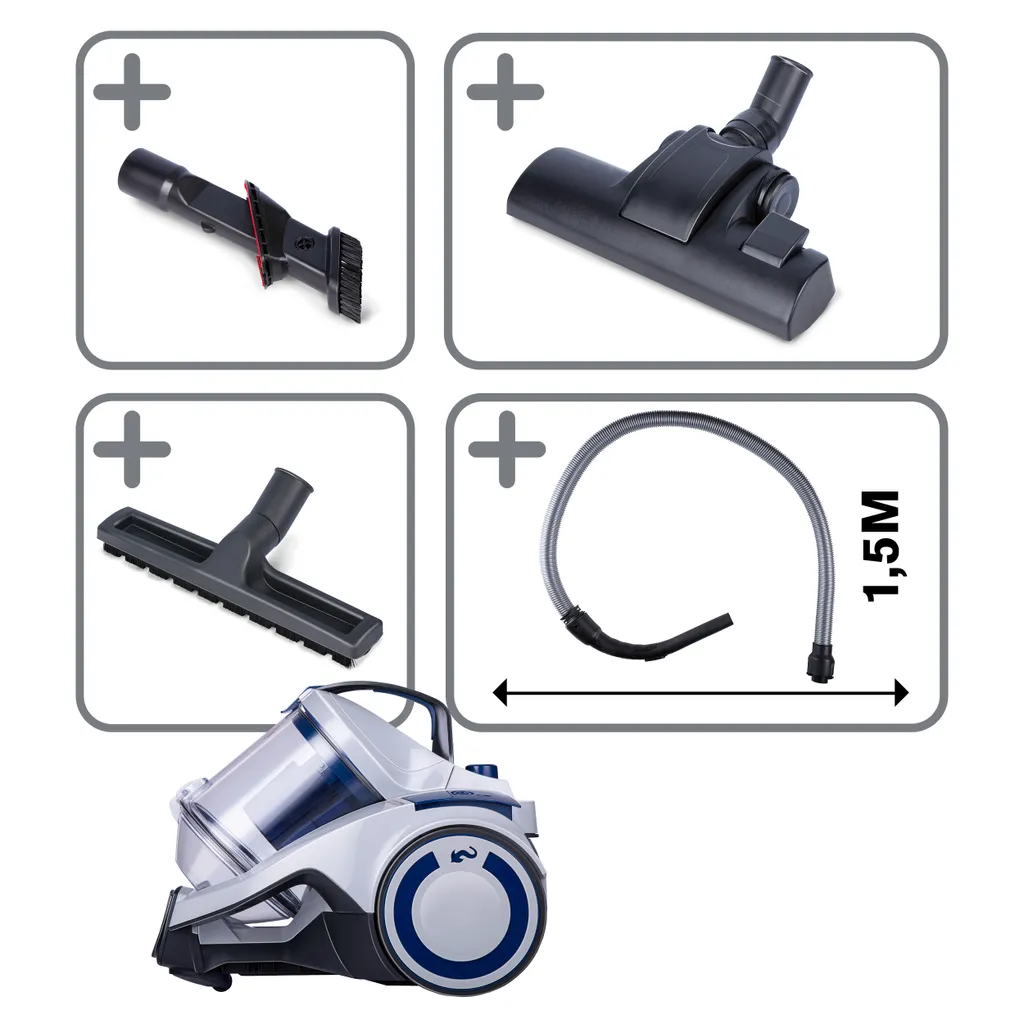 Dirt Devil Staubsauger Ohne Beutel - DD2504 - 700W - HEPA 12 Filter - 9M Reichweite - Mit Combibrush, Versenkter Bürste Und Parkettbürste - 4,9KG - Staubsammelbox 2,7L - Weiß 4 Dirt Devil Staubsauger Ohne Beutel - DD2504 - 700W - HEPA 12 Filter - 9M Reichweite - Mit Combibrush, Versenkter Bürste Und Parkettbürste - 4,9KG - Staubsammelbox 2,7L - Weiß – Bild 4