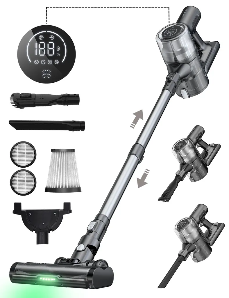 Proscenic P12 Akku Staubsauger Kabellos,33KPa/120AW Saugkraft, Vertect Light, Anti-Tangle-Rollenbürste, 6 In 1 Kabelloser Staubsauger Bis Zu 60 Min. 1 Proscenic P12 Akku Staubsauger Kabellos,33KPa/120AW Saugkraft, Vertect Light, Anti-Tangle-Rollenbürste, 6 In 1 Kabelloser Staubsauger Bis Zu 60 Min.