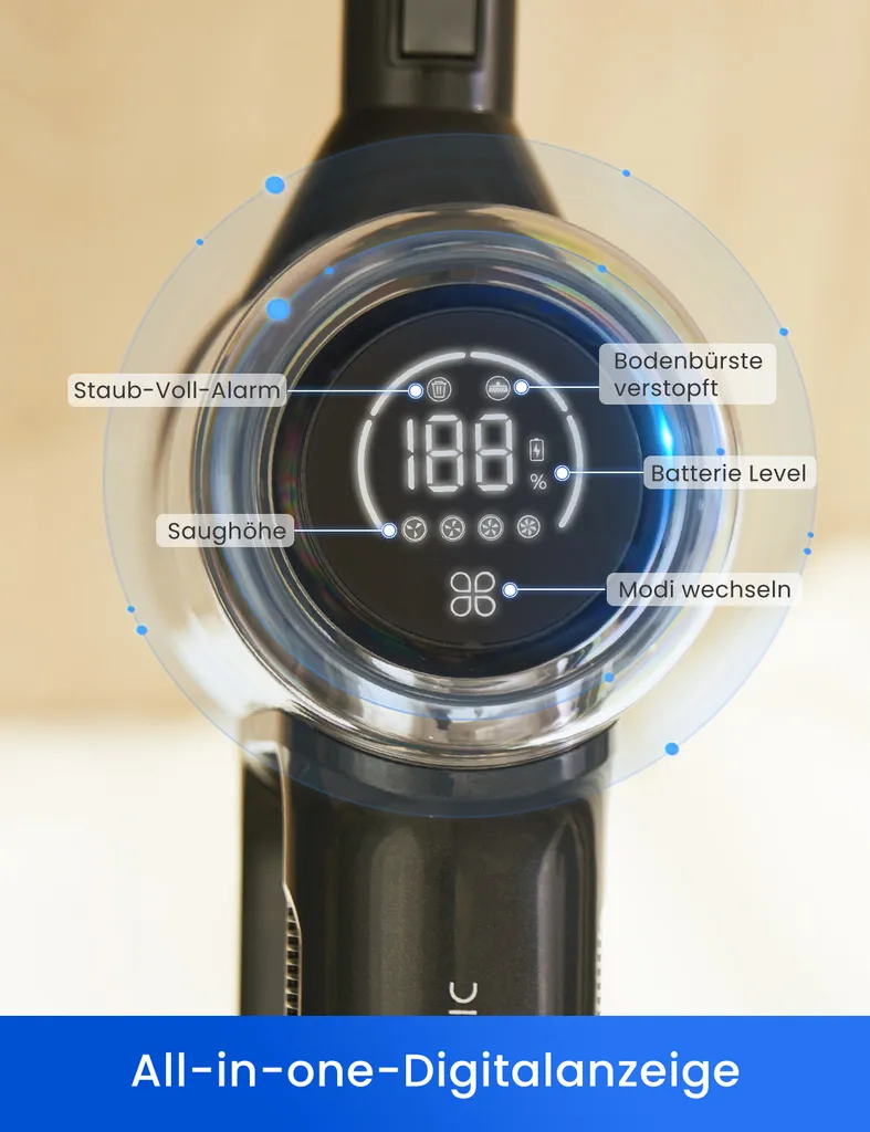 Proscenic P12 Akku Staubsauger Kabellos,33KPa/120AW Saugkraft, Vertect Light, Anti-Tangle-Rollenbürste, 6 In 1 Kabelloser Staubsauger Bis Zu 60 Min. 2 Proscenic P12 Akku Staubsauger Kabellos,33KPa/120AW Saugkraft, Vertect Light, Anti-Tangle-Rollenbürste, 6 In 1 Kabelloser Staubsauger Bis Zu 60 Min. – Bild 2