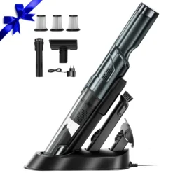 DAYNEE® Handstaubsauger Akku, Kabellos, Beutellos, Akkusauger,Auto Staubsauger,Handsauger, 16000Pa Akku Staubsauger Mit Ladestation, Bis Zu 25 Minuten Laufzeit, Inkl. 3 Waschbarer HEPA-Filter Für Auto, Tierhaare, Zuhause, Küche