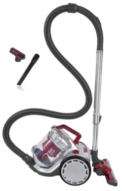 Exquisit BP 6401 Si Staubsauger | Akku-Staubsauger | Beutellos | LED Beleuchtung | Silber-Rot