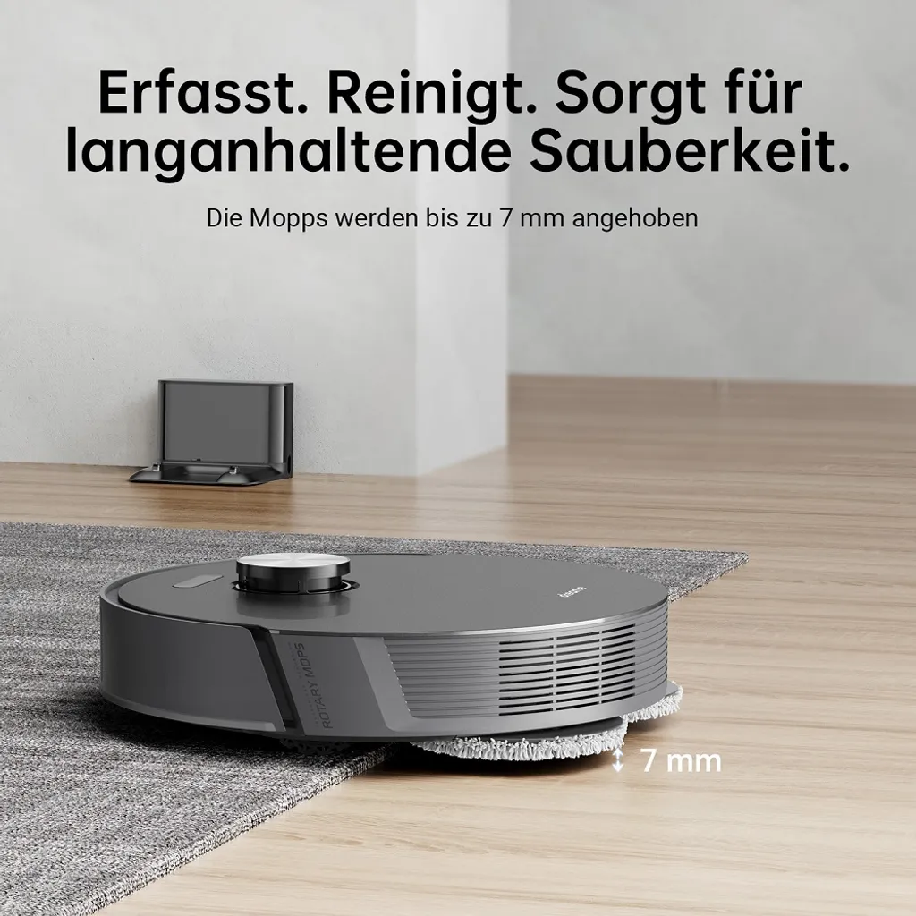 Dreame L10s Pro Saugroboter Mit Wischfunktion, Spinnwischen, Rotierenden Wischpads, 3D-Hinderniserkennung, Multi-Floor Mapping, Saugkraft 5300Pa, Hartböden, Teppiche, Tierhaare, WiFi/APP/Alexa 12 Dreame L10s Pro Saugroboter Mit Wischfunktion, Spinnwischen, Rotierenden Wischpads, 3D-Hinderniserkennung, Multi-Floor Mapping, Saugkraft 5300Pa, Hartböden, Teppiche, Tierhaare, WiFi/APP/Alexa – Bild 12