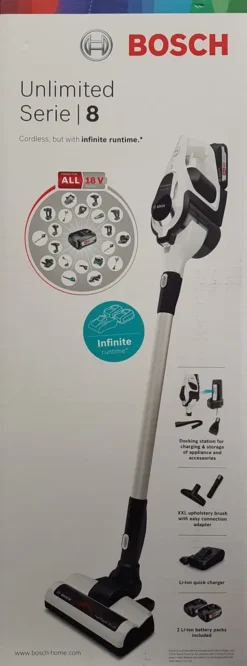 Bosch BBS812AM Unlimited Serie 8 Kabelloser Akku-Handstaubsauger, 18V, Weiß