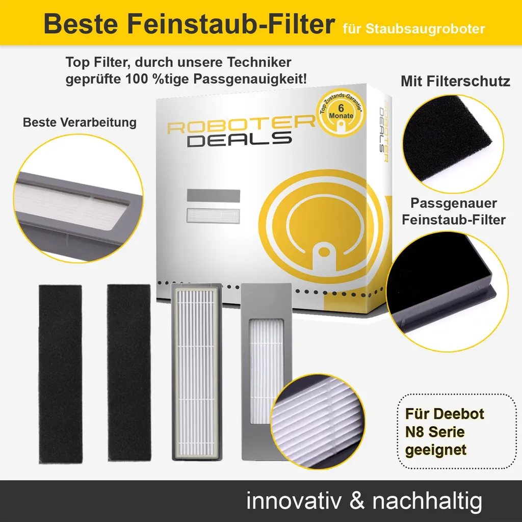 Feinstaub-Filter (2 Stück) Für Ecovacs Deebot N8, N8 Pro, N8 Pro Plus 2 Feinstaub-Filter (2 Stück) Für Ecovacs Deebot N8, N8 Pro, N8 Pro Plus – Bild 2