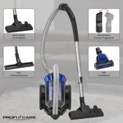 ProfiCare Bodenstaubsauger PC-BS 3040, Eco-Cyclon Twin-Spin Bodenstaubsauger, Beutellose Filtertechnik, 4-Fach Mikrofiltersystem, HEPA-Filter, Edelstahl-Teleskoprohr (höhenverstellbar), Extra Großer Aktionsradius (8,3 M), 700 Watt, Blau-schwarz 22 ProfiCare Bodenstaubsauger PC-BS 3040, Eco-Cyclon Twin-Spin Bodenstaubsauger, Beutellose Filtertechnik, 4-Fach Mikrofiltersystem, HEPA-Filter, Edelstahl-Teleskoprohr (höhenverstellbar), Extra Großer Aktionsradius (8,3 M), 700 Watt, Blau-schwarz -Besten Staubsauger Geschäft 602c009c56bd7487fda872688065591f