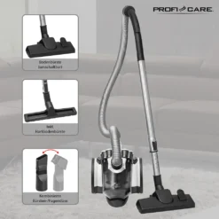 ProfiCare Bodenstaubsauger PC-BS 3039, 4-Fach Mikrofiltersystem, HEPA-Filter Teleskoprohr Aus Edelstahl (höhenverstellbar), Elektronische Leistungsregelung, Weiß -Besten Staubsauger Geschäft 62148297de834ecf3660d676e5b3026c