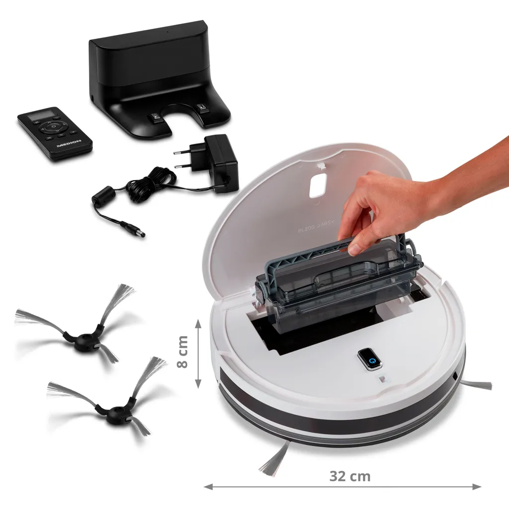 MEDION Staubsaugerroboter Mit Ladestation E40 (Staubsaugerroboter Für Hartböden, Fliesen, Laminat, Optimiert Für Tierhaare, Direkte Absaugung, Automatische Rückkehr Zur Ladestation) 7 MEDION Staubsaugerroboter Mit Ladestation E40 (Staubsaugerroboter Für Hartböden, Fliesen, Laminat, Optimiert Für Tierhaare, Direkte Absaugung, Automatische Rückkehr Zur Ladestation) – Bild 7