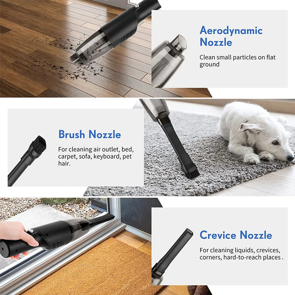 Mini Handstaubsauger Kabellos - Handstaubsauger Wiederaufladbar Tragbar , USB Staubsauger Für Auto, Tastatur, Tierhaare,Black 8 Mini Handstaubsauger Kabellos - Handstaubsauger Wiederaufladbar Tragbar , USB Staubsauger Für Auto, Tastatur, Tierhaare,Black – Bild 8