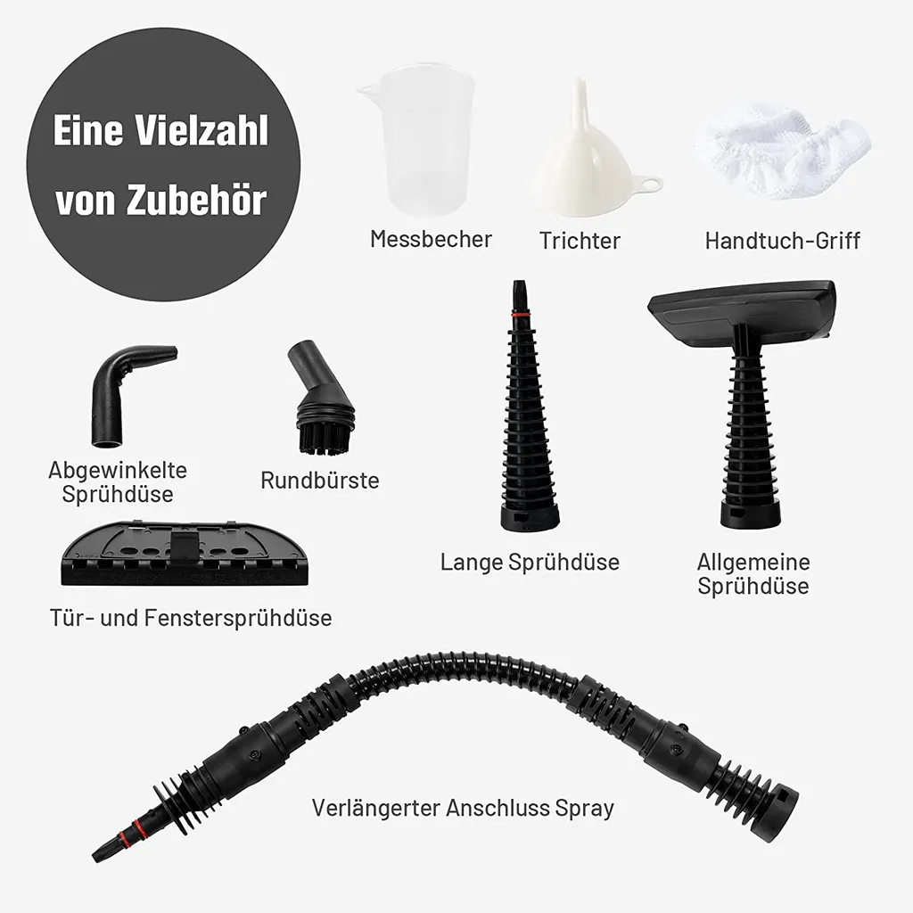 COSTWAY Handdampfreiniger Inkl. 9 Zubehörteil 3 Bar/350ml/1050W/3-5min Aufheizzeit Dampfreiniger Handgerät Gelb 5 COSTWAY Handdampfreiniger Inkl. 9 Zubehörteil 3 Bar/350ml/1050W/3-5min Aufheizzeit Dampfreiniger Handgerät Gelb – Bild 5