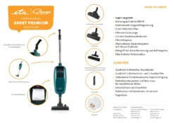 Omega APART PREMIUM, Stielstaubsauger ETA343490040, 800 Watt, Mit Beutel, Turbo- Und Parkettbürste, Umschaltbare Bodendüse, Polster- Und Fugendüse -Besten Staubsauger Geschäft 704f9e9621df21ae07e49e1a07ac7ed9