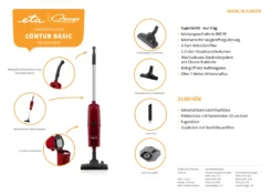 Omega CONTUR BASIC, Stielstaubsauger ETA143690006, 800 Watt, Superleicht - Nur 3 Kg, Mit Beutel, Leichtlaufdüse, Polsterdüse, Fugendüse -Besten Staubsauger Geschäft 7652ade9ed6a2db7b71147291e7afedf
