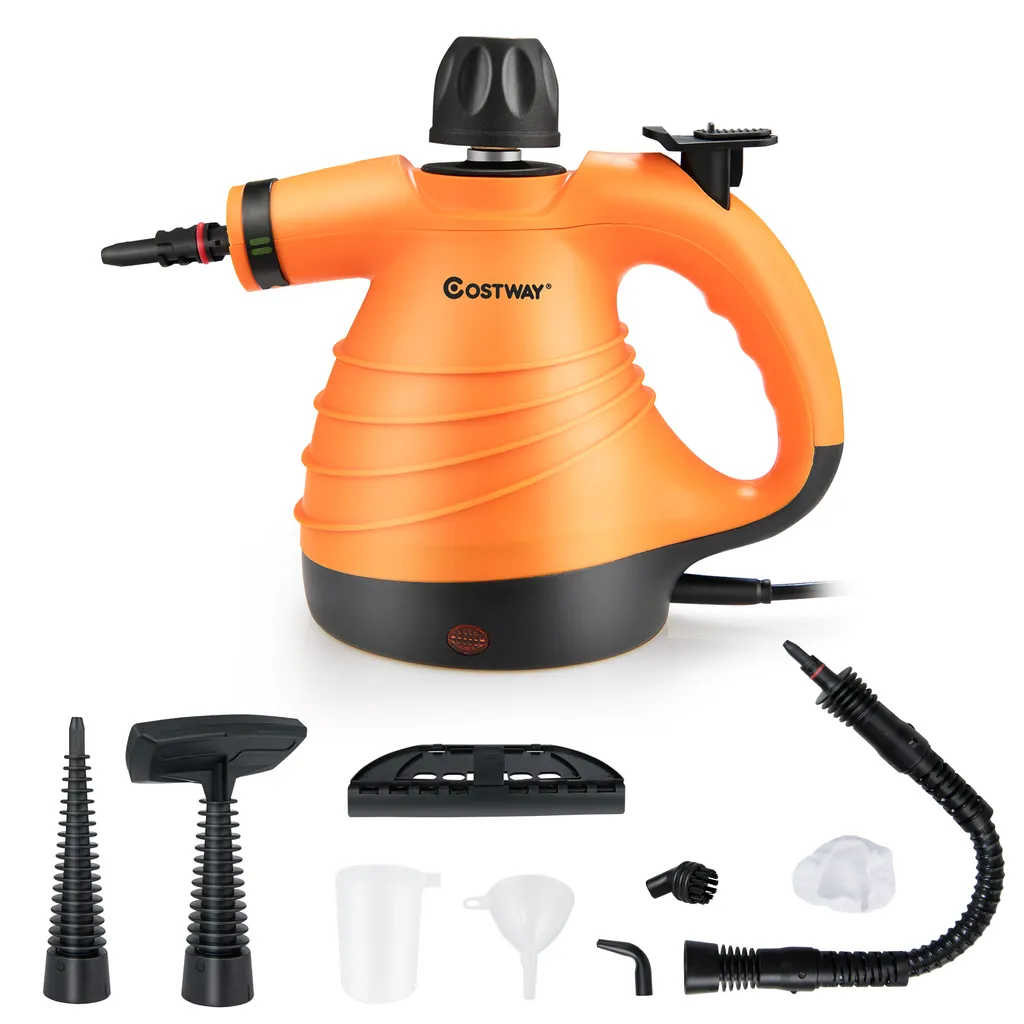 COSTWAY Dampfreiniger Inkl. 9 Zubehör, Handdampfreiniger, Dampfreinigen Handgerät 3 Bar / 250ml / 1050W / 4min Aufheizzeit/für Teppiche, Vorhänge, Autositze, Küche (Orange) 1 COSTWAY Dampfreiniger Inkl. 9 Zubehör, Handdampfreiniger, Dampfreinigen Handgerät 3 Bar / 250ml / 1050W / 4min Aufheizzeit/für Teppiche, Vorhänge, Autositze, Küche (Orange)