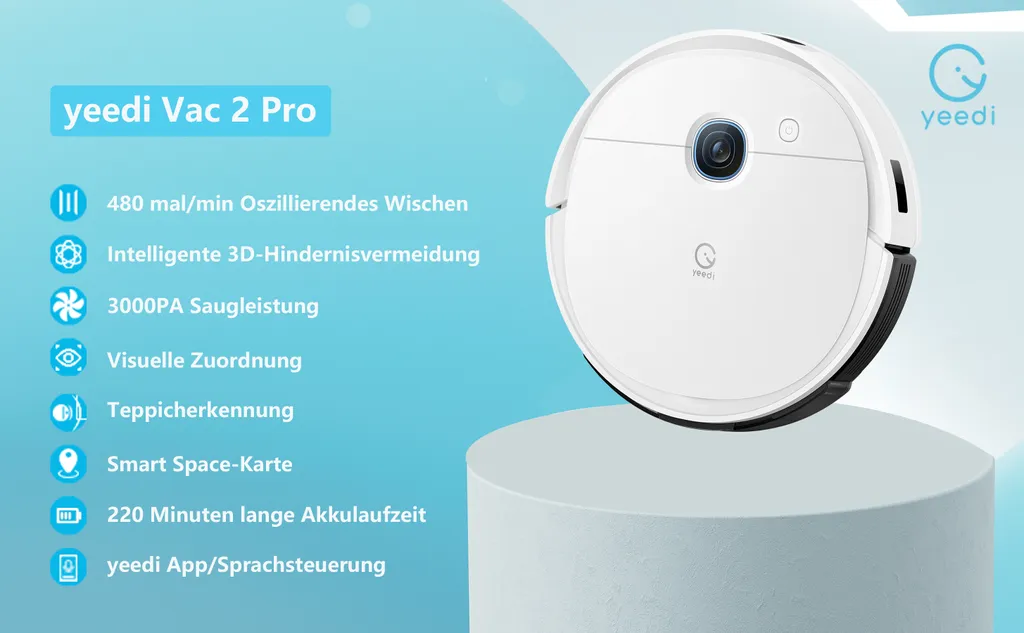Yeedi Vac 2 Pro Saugroboter Mit Wischfunktion, Oszillation-Wischfunktion, 3D-Hindernisvermeiden, 3000 Pa, 240 Min, Intelligente Optische Kartierung, Kompatibel Mit Absaugstation (einzeln Zu Kaufen) 19 Yeedi Vac 2 Pro Saugroboter Mit Wischfunktion, Oszillation-Wischfunktion, 3D-Hindernisvermeiden, 3000 Pa, 240 Min, Intelligente Optische Kartierung, Kompatibel Mit Absaugstation (einzeln Zu Kaufen) – Bild 19