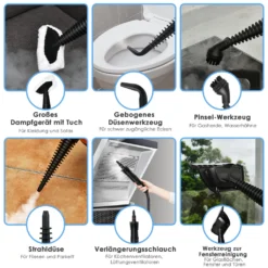 COSTWAY Dampfreiniger Inkl. 9 Zubehör, Handdampfreiniger, Dampfreinigen Handgerät 3 Bar / 250ml / 1050W / 4min Aufheizzeit/für Teppiche, Vorhänge, Autositze, Küche (Blau) 7 COSTWAY Dampfreiniger Inkl. 9 Zubehör, Handdampfreiniger, Dampfreinigen Handgerät 3 Bar / 250ml / 1050W / 4min Aufheizzeit/für Teppiche, Vorhänge, Autositze, Küche (Blau) -Besten Staubsauger Geschäft 8491dcc196f2fee77da7171e57b7368e