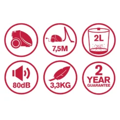 Dirt Devil Staubsauger Mit Beutel DD2001 - Staubsaugerbeutel 2.0L - 800W - Mit Kombibürste Und Fugendüse - 7,5M Reichweite - 3,3KG - HEPA 10 Filter -Besten Staubsauger Geschäft 856ce81afd5668140d0b7f7344b24359