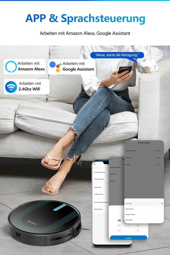 Proscenic 850T WLAN 3-in-1 Saugroboter Mit Wischfunktion Staubsauger Roboter Saug-Wisch-Roboter Wischroboter Kombi-Gerät 3,000Pa 2600mAh Alexa Google Home APP 3 Proscenic 850T WLAN 3-in-1 Saugroboter Mit Wischfunktion Staubsauger Roboter Saug-Wisch-Roboter Wischroboter Kombi-Gerät 3,000Pa 2600mAh Alexa Google Home APP – Bild 3