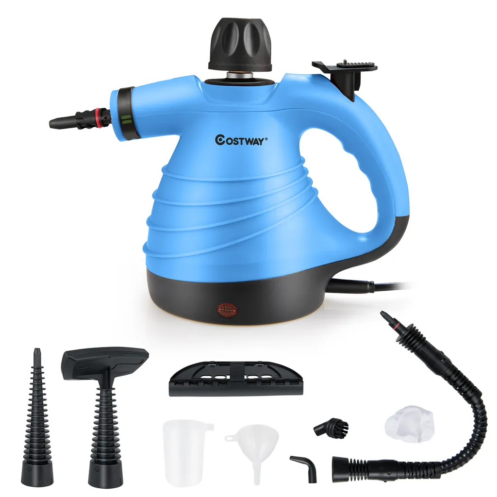 COSTWAY Dampfreiniger Inkl. 9 Zubehör, Handdampfreiniger, Dampfreinigen Handgerät 3 Bar / 250ml / 1050W / 4min Aufheizzeit/für Teppiche, Vorhänge, Autositze, Küche (Blau) 1 COSTWAY Dampfreiniger Inkl. 9 Zubehör, Handdampfreiniger, Dampfreinigen Handgerät 3 Bar / 250ml / 1050W / 4min Aufheizzeit/für Teppiche, Vorhänge, Autositze, Küche (Blau)