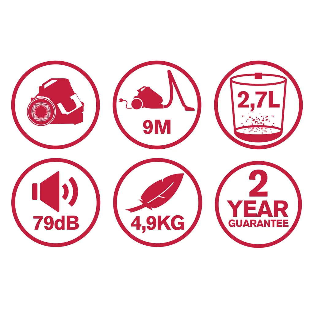 Dirt Devil Staubsauger Ohne Beutel - DD2504 - 700W - HEPA 12 Filter - 9M Reichweite - Mit Combibrush, Versenkter Bürste Und Parkettbürste - 4,9KG - Staubsammelbox 2,7L - Weiß 3 Dirt Devil Staubsauger Ohne Beutel - DD2504 - 700W - HEPA 12 Filter - 9M Reichweite - Mit Combibrush, Versenkter Bürste Und Parkettbürste - 4,9KG - Staubsammelbox 2,7L - Weiß – Bild 3