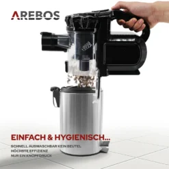 AREBOS Akku Staubsauger, 2-in-1 Hand- Und Bodenstaubsauger, 2 Leistungsstarke Saugmodi, Beutellos, Kabellos Bis Zu 55 Minuten, Mit Wandladestation, Schwarz 16 AREBOS Akku Staubsauger, 2-in-1 Hand- Und Bodenstaubsauger, 2 Leistungsstarke Saugmodi, Beutellos, Kabellos Bis Zu 55 Minuten, Mit Wandladestation, Schwarz -Besten Staubsauger Geschäft 9884967fb4220af25efd69514ec66120