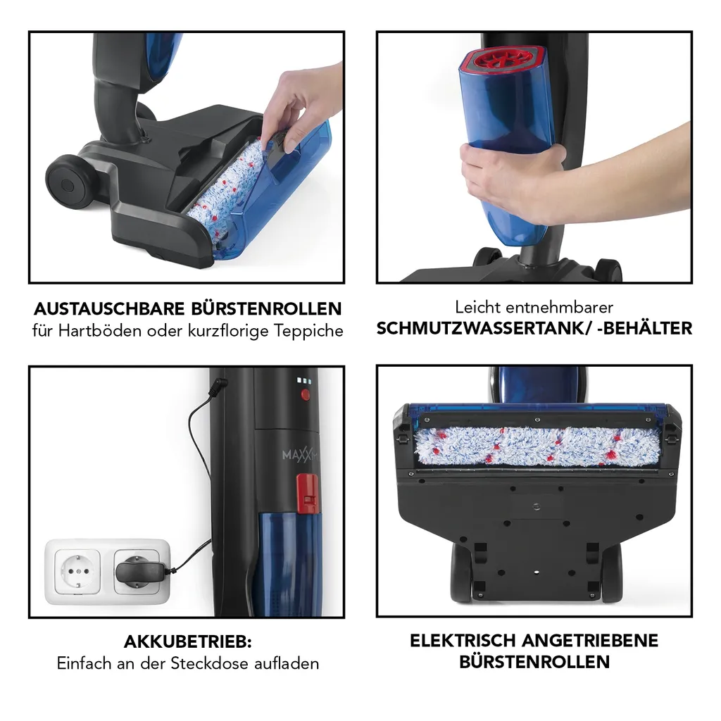 MAXXMEE Multi-Bodenreiniger 3in1 - Schwarz/blau Bodenreiniger 3in1 Hartbodenreiniger Saugen Wischen Teppichreiniger Kabellos 3 MAXXMEE Multi-Bodenreiniger 3in1 - Schwarz/blau Bodenreiniger 3in1 Hartbodenreiniger Saugen Wischen Teppichreiniger Kabellos – Bild 3