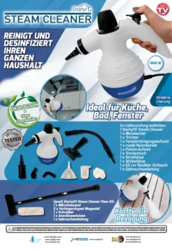 Starlyf® Steam Cleaner, Tragbarer Dampfreiniger, Dampfente, 0,35 L, 1050 W, 2,8 Bar, Weiß -Besten Staubsauger Geschäft 9c573ce34e0358a68e3ea3b9ab4aa02b