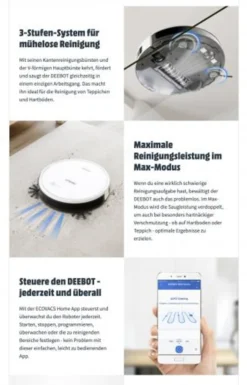 Ecovacs Deebot 605 Robotersauger Weiß -Besten Staubsauger Geschäft a461f7013fa8537c34464913c6bb2333