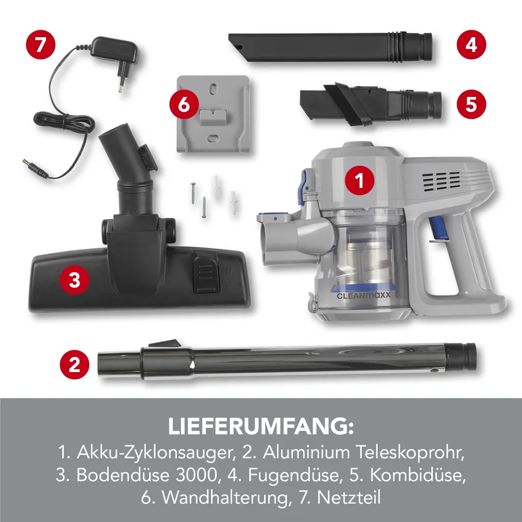 CLEANmaxx Akku-Zyklon-Staubsauger 22,2V - Hellgrau/blau 5 CLEANmaxx Akku-Zyklon-Staubsauger 22,2V - Hellgrau/blau – Bild 5
