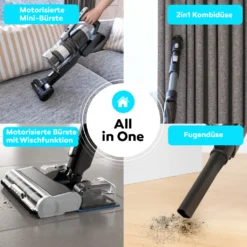 BALTER VERTU X11 PRO Kabelloser Akku Staubsauger Mit Wischfunktion, ALL-IN-ONE Akku- & Handstaubsauger, 350W Hohe Saugleistung, Bis Zu 50 Minuten Laufzeit, Beutellos, FLEX-Gelenk, LED-Düse, Tierhaar Geeignet -Besten Staubsauger Geschäft cd8154892a22bf75eb1b44568007e45a