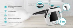 ETA AQUABELO Handdampfreiniger ETA126490000, 1000 W , Betriebsdruck 3 Bar, Dampf In 2-3 Minuten, Wassertankvolumen 220 Ml, Kabellänge 5 M -Besten Staubsauger Geschäft d005c1e3cb917aecaef5a0ad758d594b