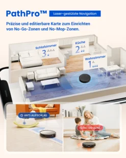 Proscenic Floobot X1 Saugroboter Mit Absaugstation,Ultraschall-Wischsystem,3000Pa Saugkraft,PathPro™ Laser-gestützte Navigation,Staubsauger Roboter Mit Siri,Google Assistant, Alexa& App-Steuerung -Besten Staubsauger Geschäft d4189ffa6debae17cf9cc260f1e7872d