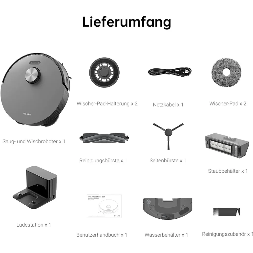 Dreame L10s Pro Saugroboter Mit Wischfunktion, Spinnwischen, Rotierenden Wischpads, 3D-Hinderniserkennung, Multi-Floor Mapping, Saugkraft 5300Pa, Hartböden, Teppiche, Tierhaare, WiFi/APP/Alexa 13 Dreame L10s Pro Saugroboter Mit Wischfunktion, Spinnwischen, Rotierenden Wischpads, 3D-Hinderniserkennung, Multi-Floor Mapping, Saugkraft 5300Pa, Hartböden, Teppiche, Tierhaare, WiFi/APP/Alexa – Bild 13