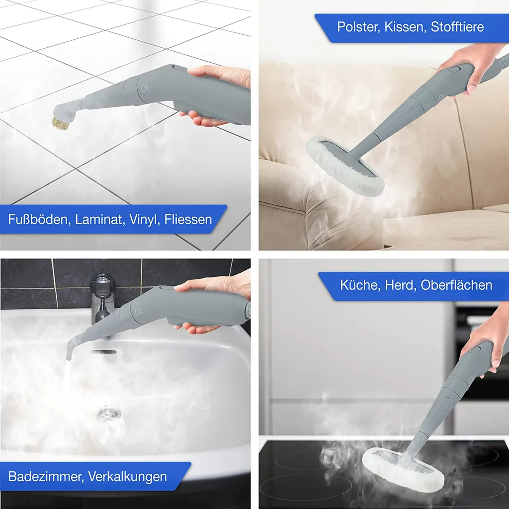 LEBENLANG Dampfreiniger Handgerät Steam Cleaner - 1000W & 300ml Mit 9 Zubehör | Polsterreiniger Gerät | Polster Handdampfreiniger Polstermöbel Fugenreiniger Für Bad Fliesen | Premium Dampf Reiniger… 6 LEBENLANG Dampfreiniger Handgerät Steam Cleaner - 1000W & 300ml Mit 9 Zubehör | Polsterreiniger Gerät | Polster Handdampfreiniger Polstermöbel Fugenreiniger Für Bad Fliesen | Premium Dampf Reiniger… – Bild 6