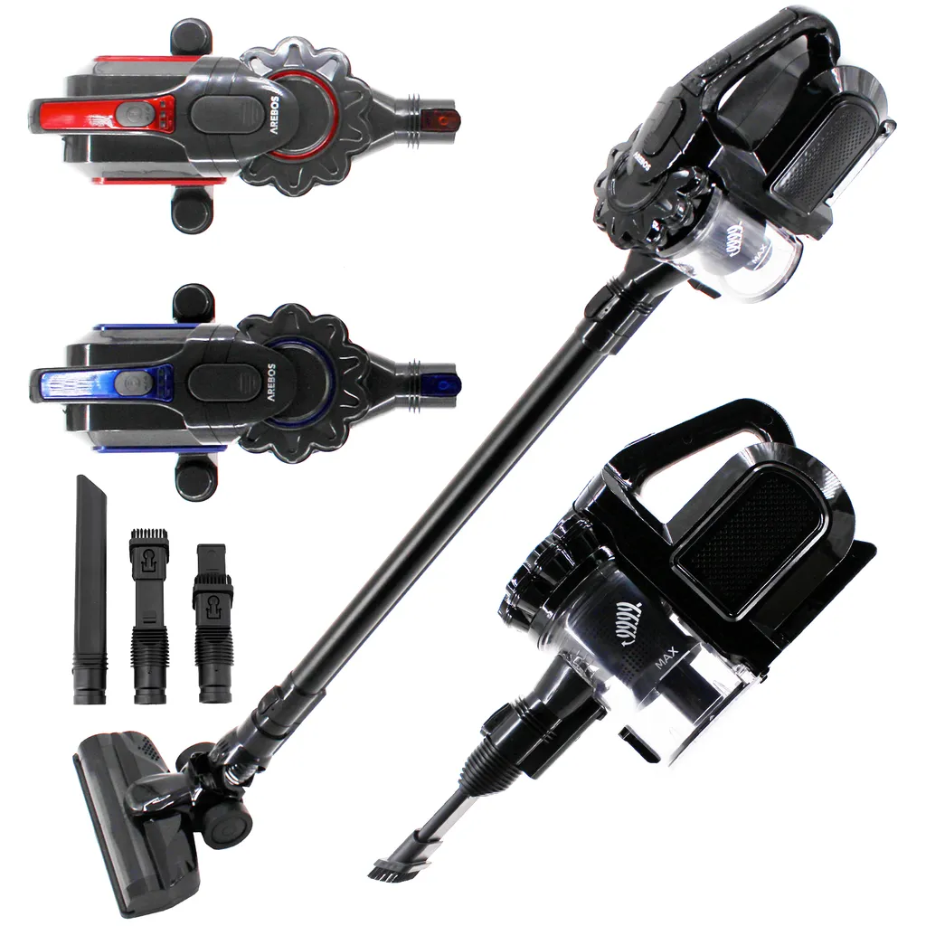 AREBOS Akku Staubsauger, 2-in-1 Hand- Und Bodenstaubsauger, 2 Leistungsstarke Saugmodi, Beutellos, Kabellos Bis Zu 55 Minuten, Mit Wandladestation, Schwarz 1 AREBOS Akku Staubsauger, 2-in-1 Hand- Und Bodenstaubsauger, 2 Leistungsstarke Saugmodi, Beutellos, Kabellos Bis Zu 55 Minuten, Mit Wandladestation, Schwarz