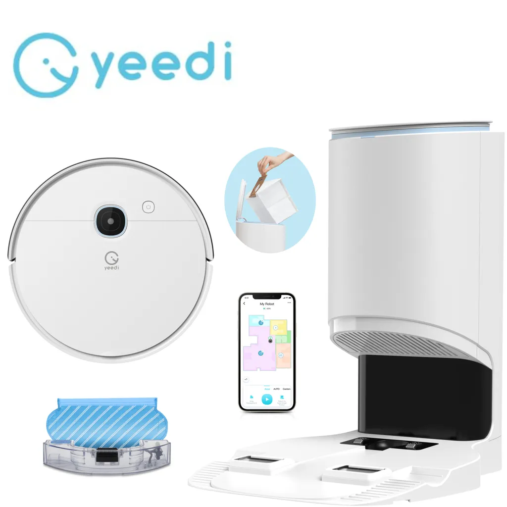 Yeedi Vac Hybrid Saugroboter Mit Absaugstation, 2500Pa Saugstärke Mit Wischfunktion, Teppicherkennung, Raumkarte, Sperrzone, 7,7 Cm Ultradünn 1 Yeedi Vac Hybrid Saugroboter Mit Absaugstation, 2500Pa Saugstärke Mit Wischfunktion, Teppicherkennung, Raumkarte, Sperrzone, 7,7 Cm Ultradünn