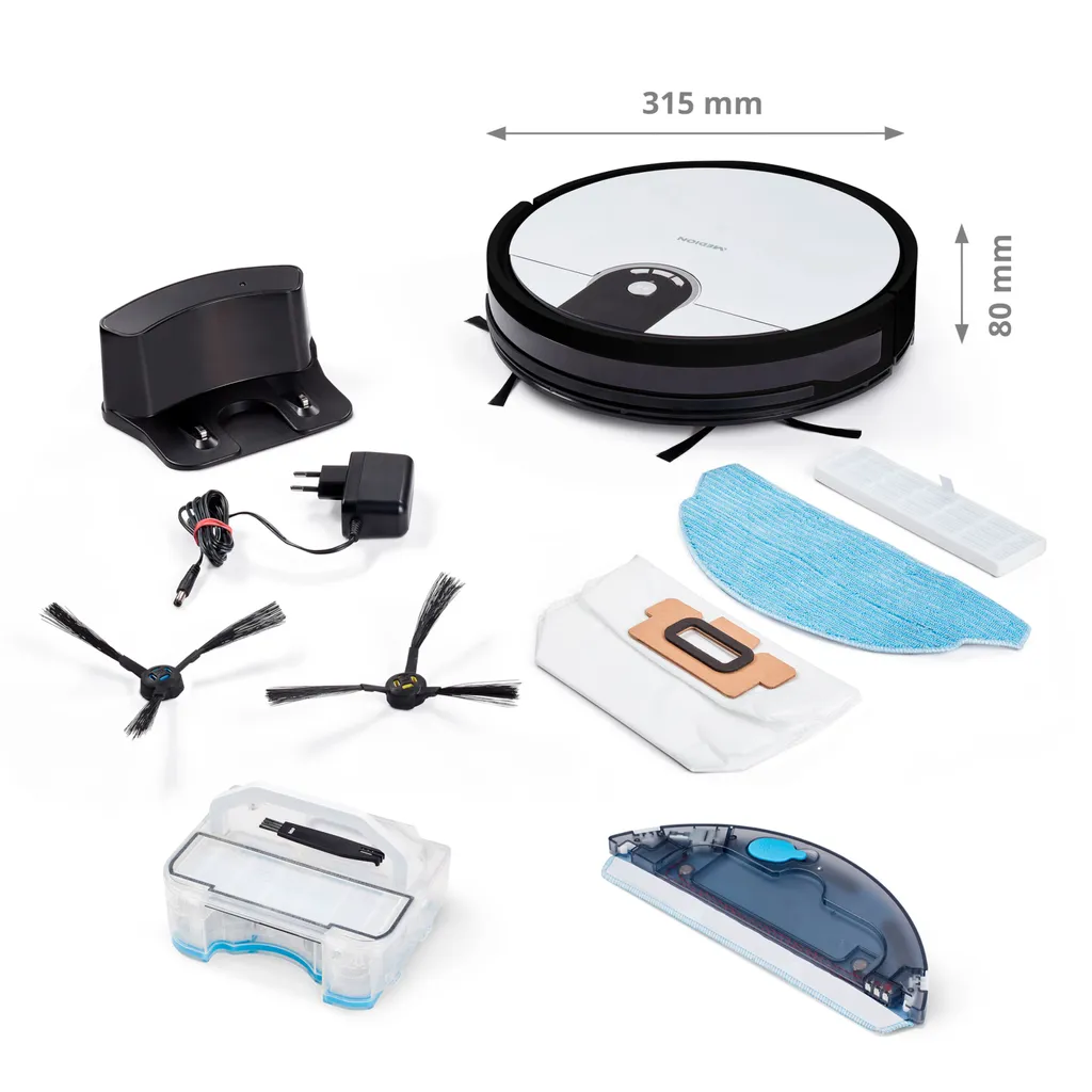 MEDION Saugroboter Mit Wischfunktion Und Zyklon Technologie S20 SW (Alexa App Steuerung, Modell 2021, Extra Flach, Regulierbare Wasserabgabe, Ladestation, Tierhaar Allergiker Optimiert) 7 MEDION Saugroboter Mit Wischfunktion Und Zyklon Technologie S20 SW (Alexa App Steuerung, Modell 2021, Extra Flach, Regulierbare Wasserabgabe, Ladestation, Tierhaar Allergiker Optimiert) – Bild 7