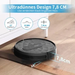 Saugroboter Mit 2800 Pa Saugkraft, Große Staubbox 600ML,APP Steuerung, 120 Min Laufzeit, Staubsauger Roboter WLAN Optimiert Für Teppich Tierhaare Hartböden-AIRROBO P20 -Besten Staubsauger Geschäft f10566f516f7f87f96f0e86fd8190bff