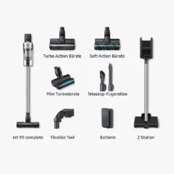 Samsung VS20R9046S3/EV/EN/TR/EF Beutelloser Akku-Handstaubsauger, 550 Watt, Cyclon-Filter, HEPA-Filter, Tierhaarbürste, Turbobürste -Besten Staubsauger Geschäft fa34e216d95c103d044d409dd1dcdcf6